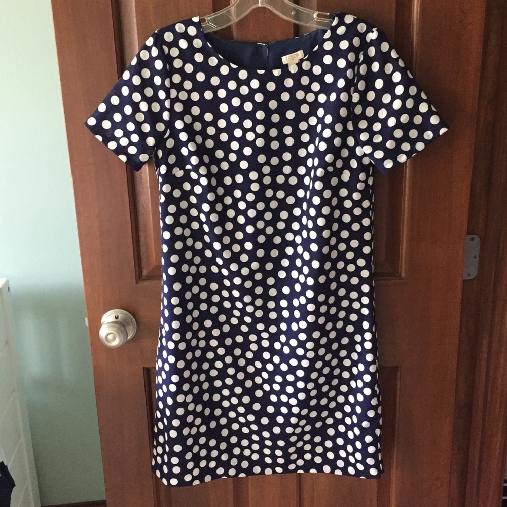 J. Crew Navy blue & white polka dot dress!